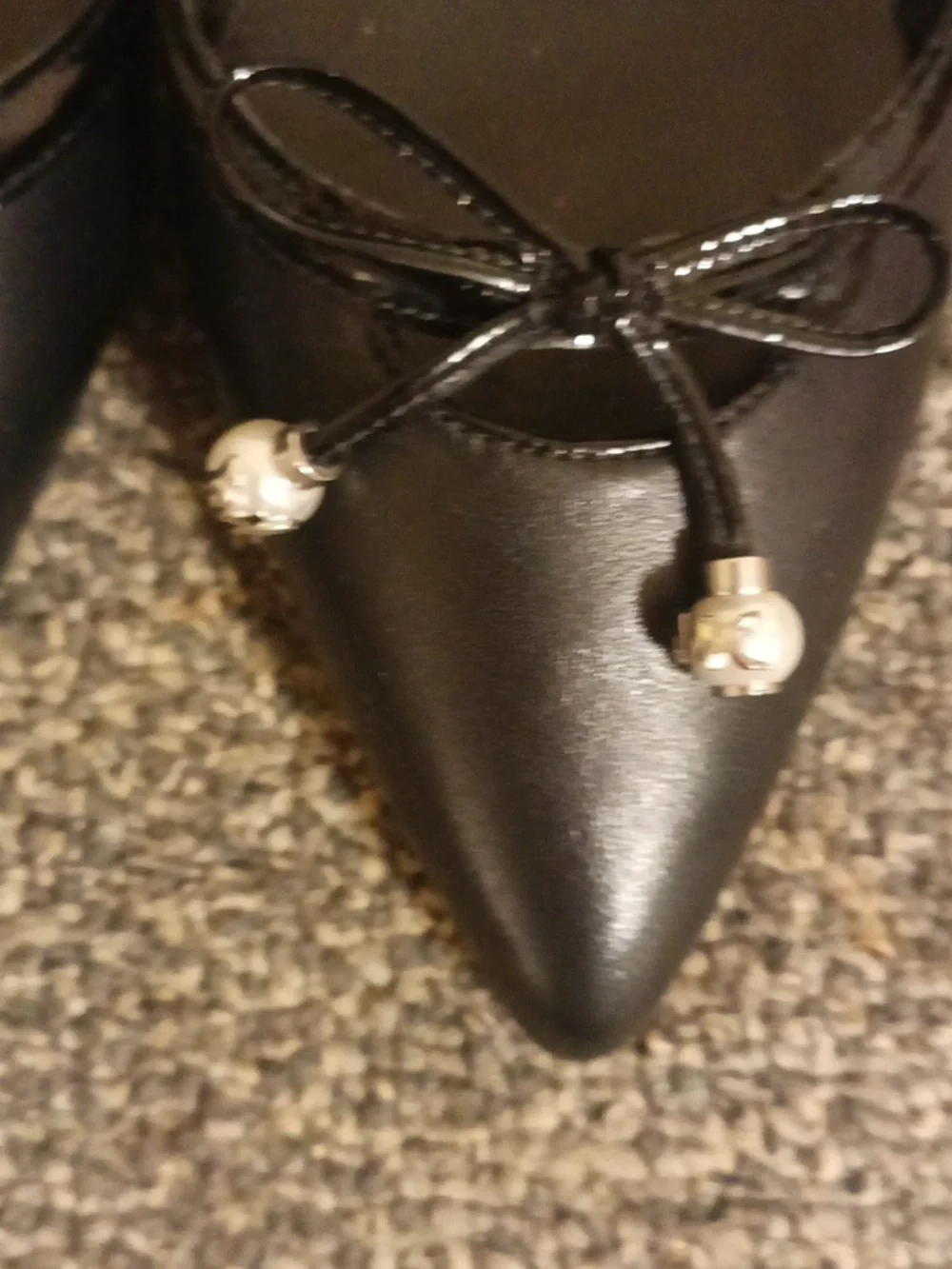 Michael Kors Black Pointed D'Orsay Pumps with Pearl Drops Size